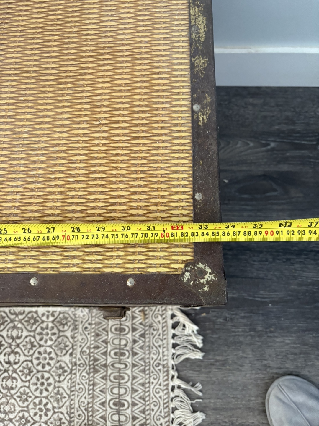 Vintage Wicker Storage Trunk with Brass Hardware - photo 4