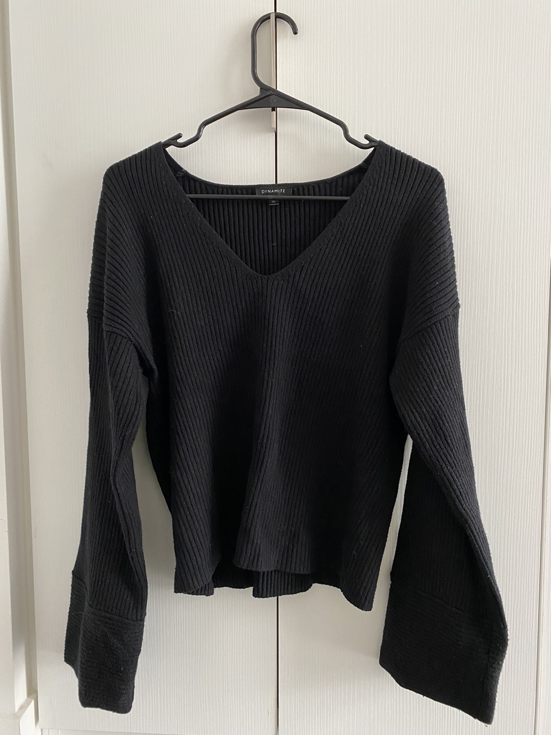 Black Ribbed Knit Sweater - XS