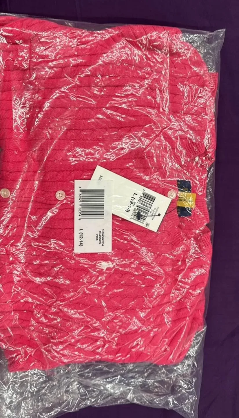 New Pink Ralph Lauren Girls Cardigan Size L (12-14) image indicator(2)