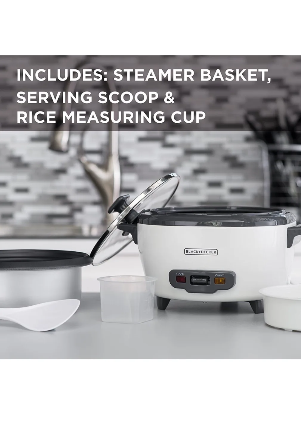 Black+Decker 6-Cup Rice Cooker & Steamer image indicator(4)