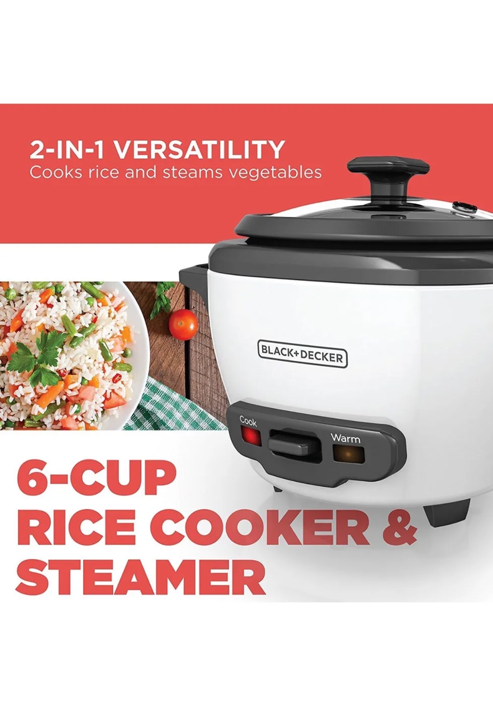 Black+Decker 6-Cup Rice Cooker & Steamer image indicator(3)
