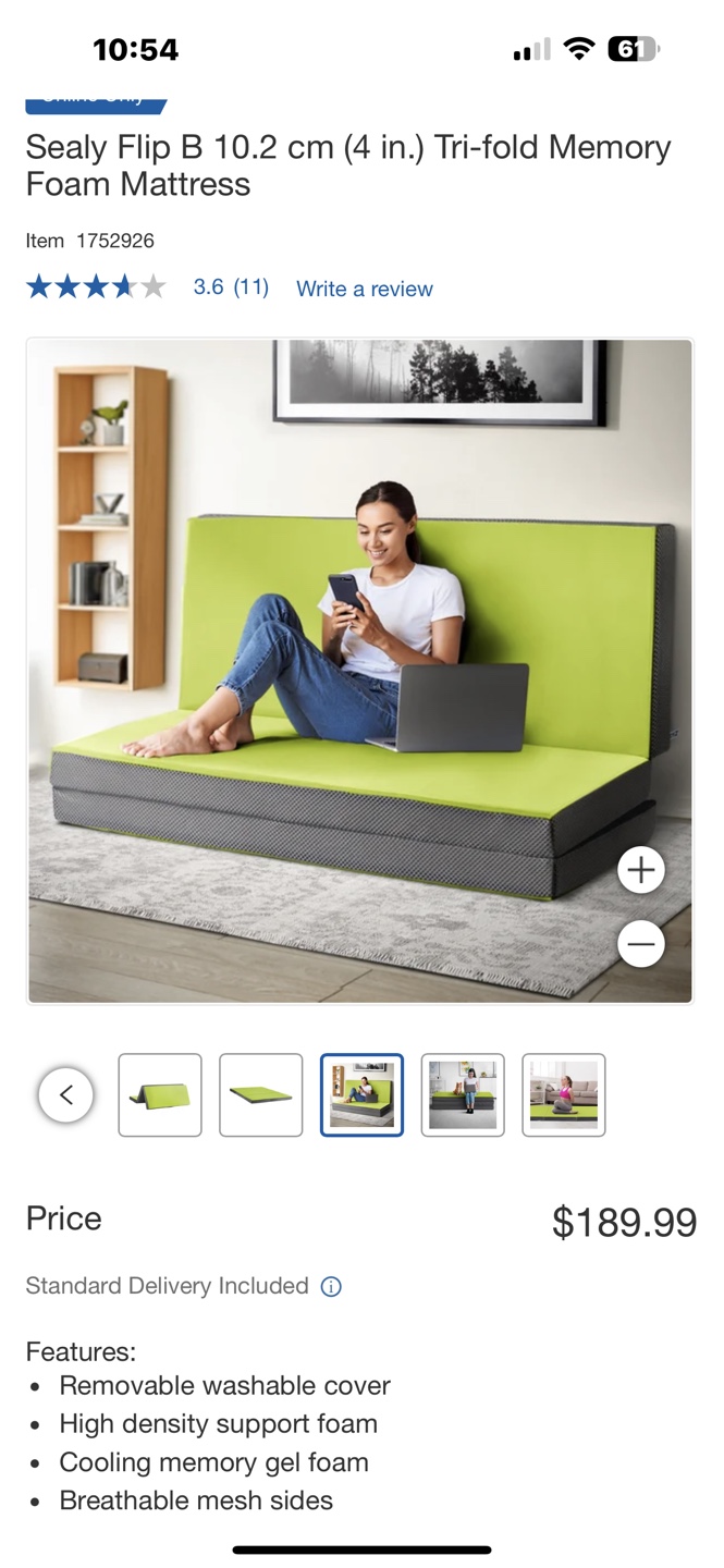 Sealy Flip Tri-fold Memory Foam Mattress