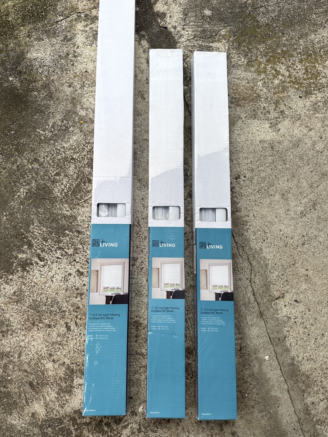 3x New Cordless Light Filtering PVC Blinds