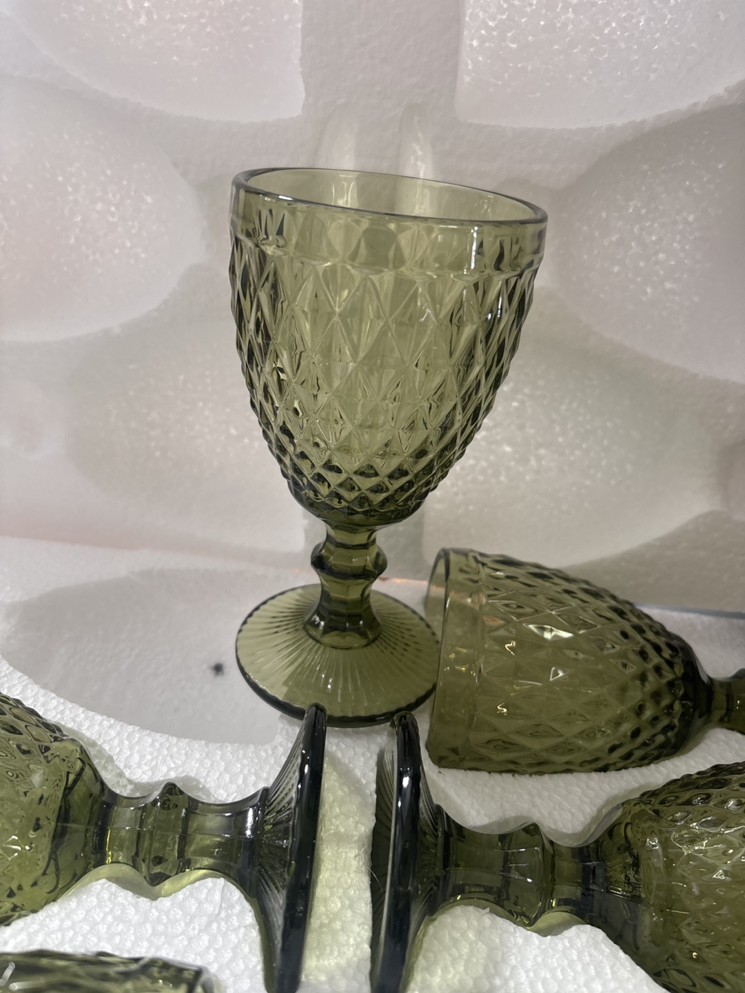 Set of six olive green goblets - photo 2