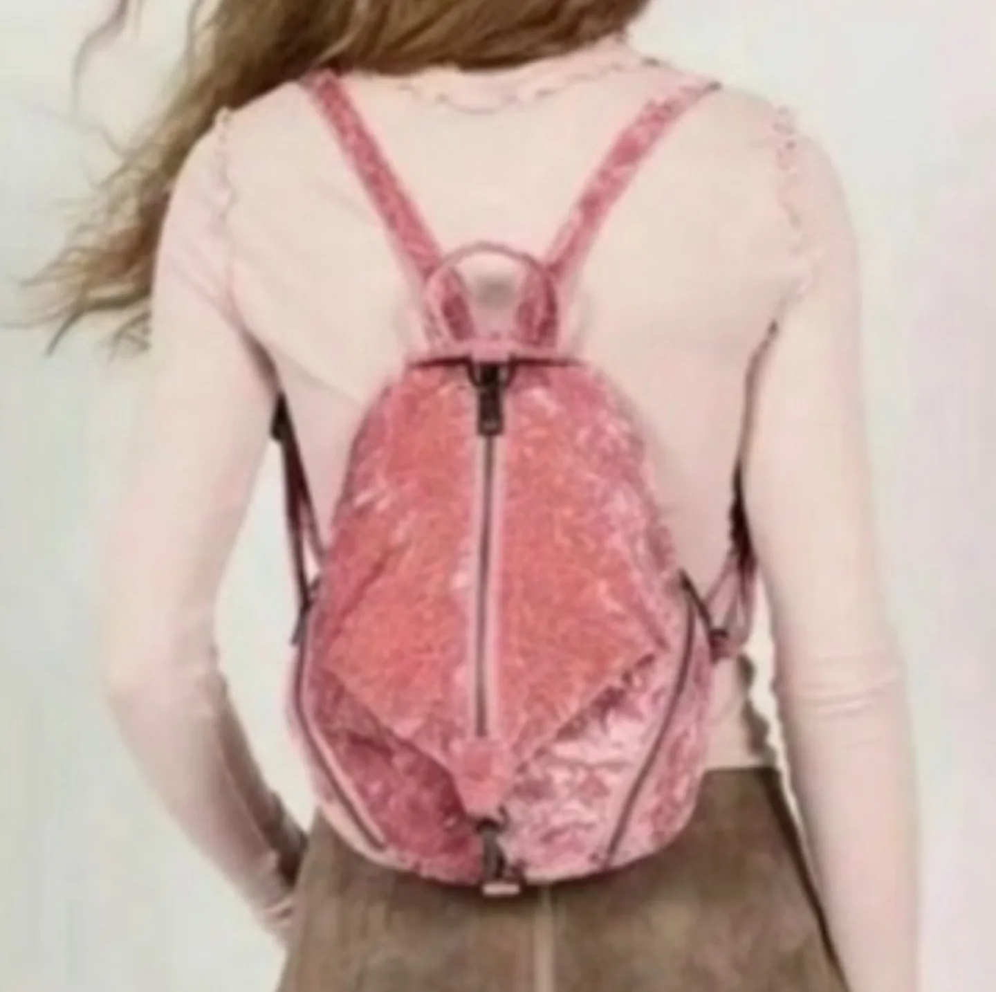 Rebecca Minkoff Pink Velvet Backpack image indicator(3)