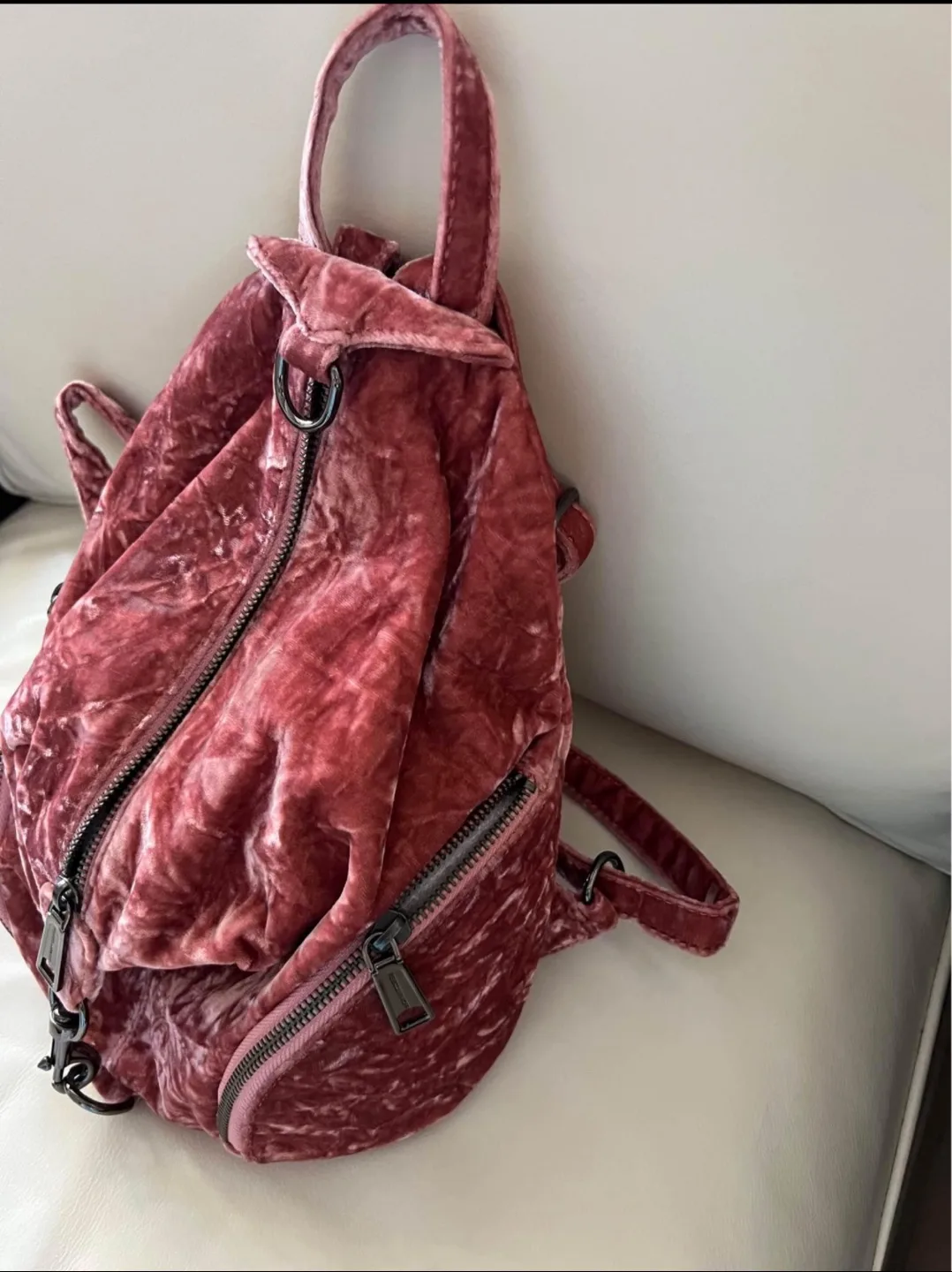 Rebecca Minkoff Pink Velvet Backpack image indicator(8)