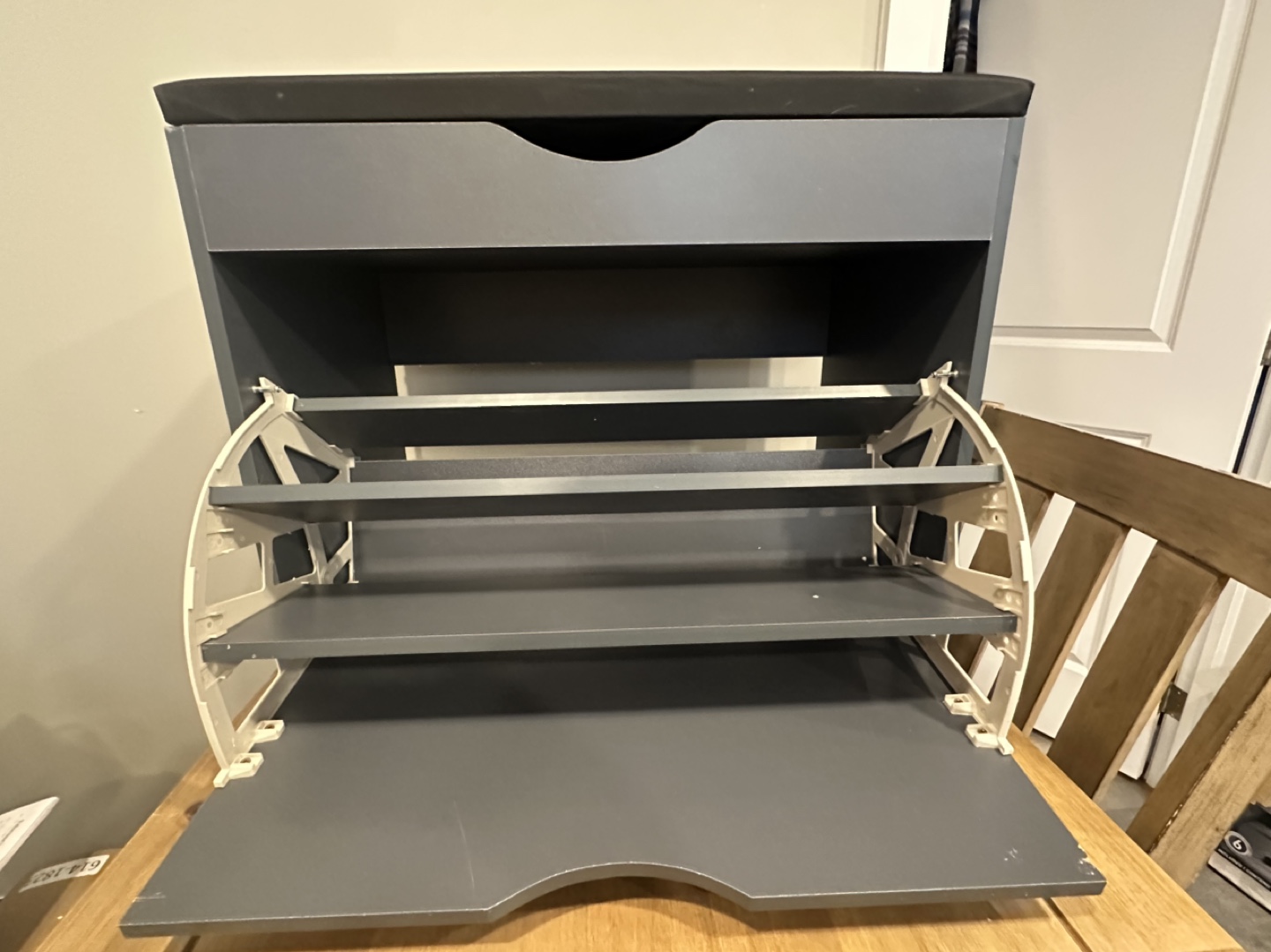 Grey Shoe Storage Cabinet with Flip-Top Lid - photo 2