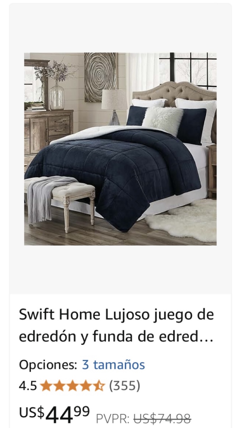 Swift Home Luxurious 3-Piece Comforter Set - Navy Blue - photo 2