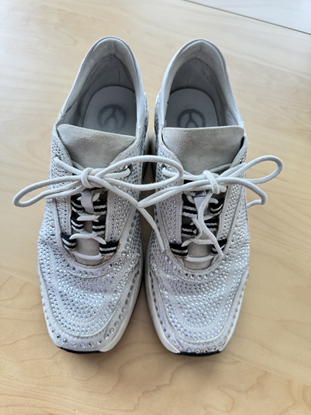 White Crystal Wedge Sneakers with heel - photo 3