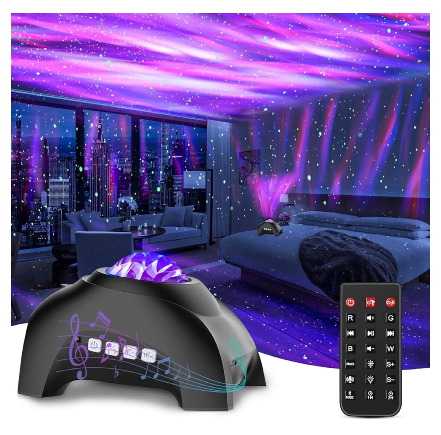 Aurora Star Projector Night Light with Music