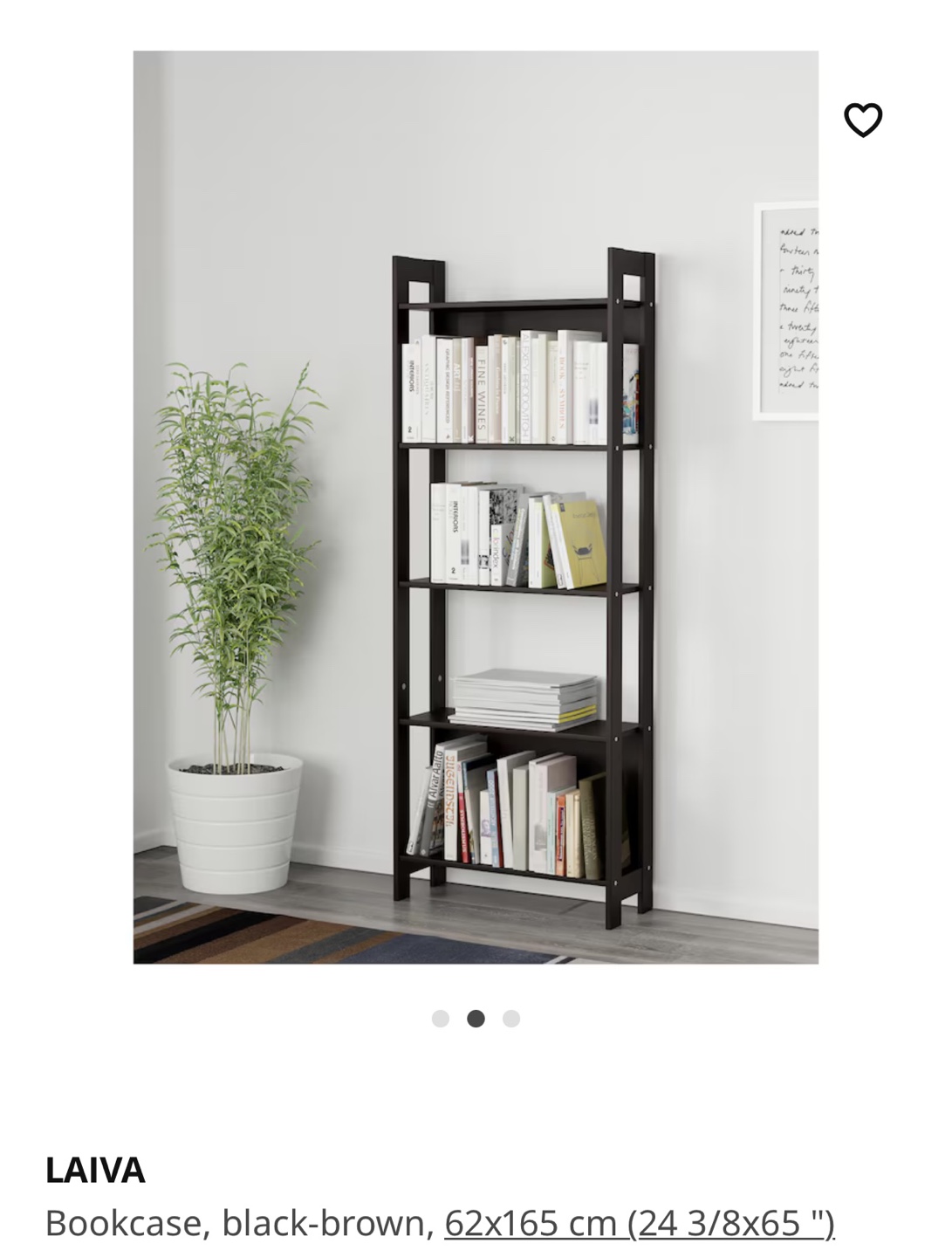 Ikea Bookcase, black-brown, 62x165 cm (24 3/8x65 ")