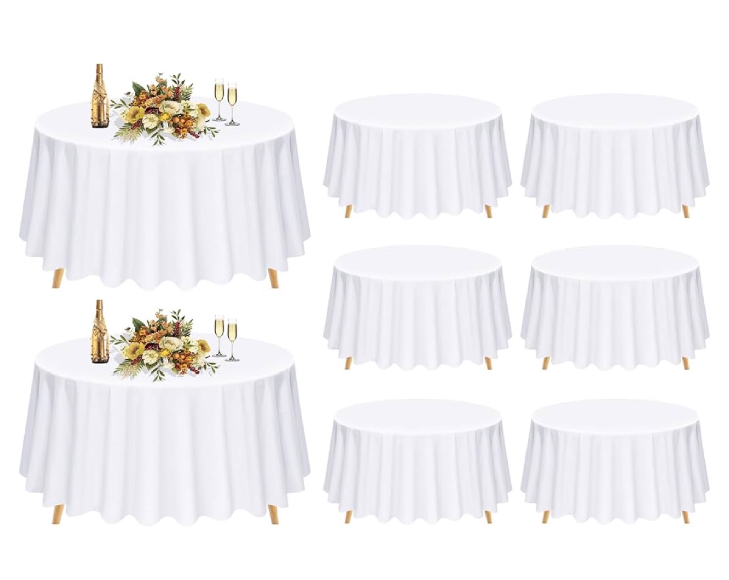 10 Pack White Round Tablecloths