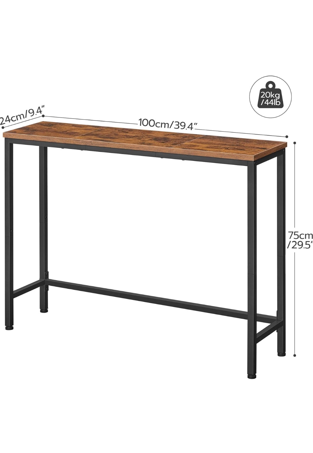HOOBRO Console Table - Industrial Style - Dark Brown - photo 3