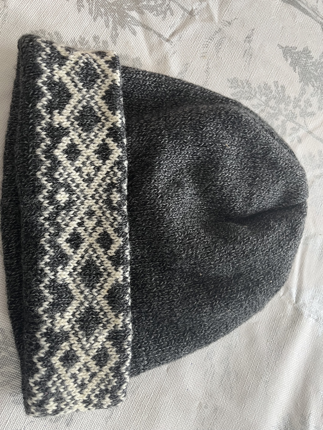 Grey & White Knit Beanie