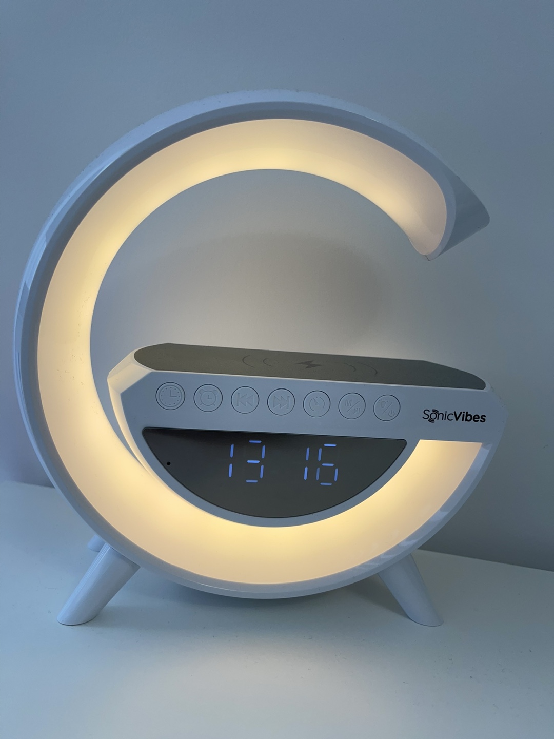 SonicVibes Bluetooth Speaker with LED Light and Wireless Charger