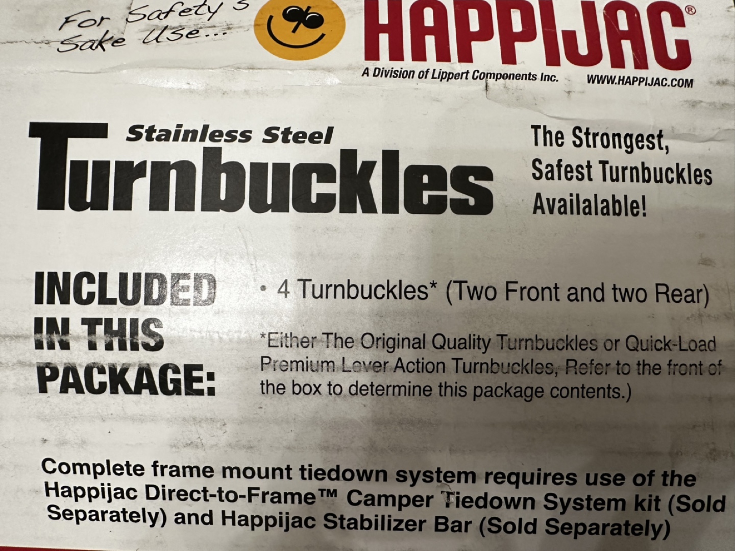 Happijac Stainless Steel Turnbuckles - Camper Tie-Down System - photo 5