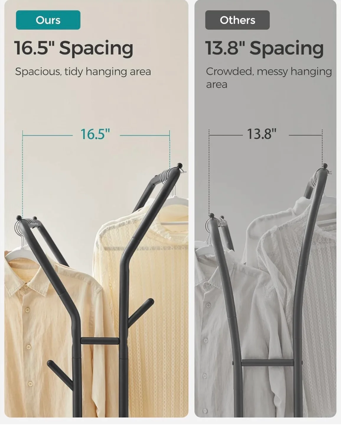 SONGMICS Double Garment Rack with Rolling Casters image indicator(4)