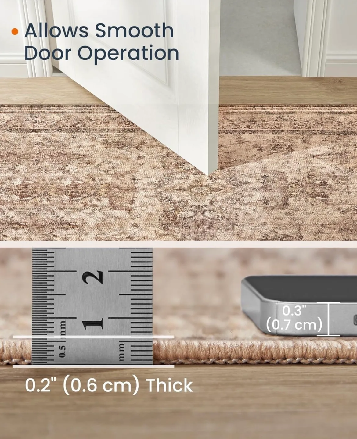 Machine Washable Area Rug - Beige and Brown - Non-Slip image indicator(5)