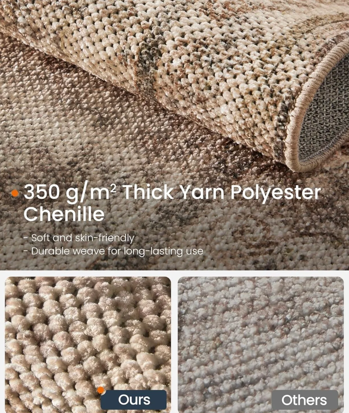 Machine Washable Area Rug - Beige and Brown - Non-Slip image indicator(2)