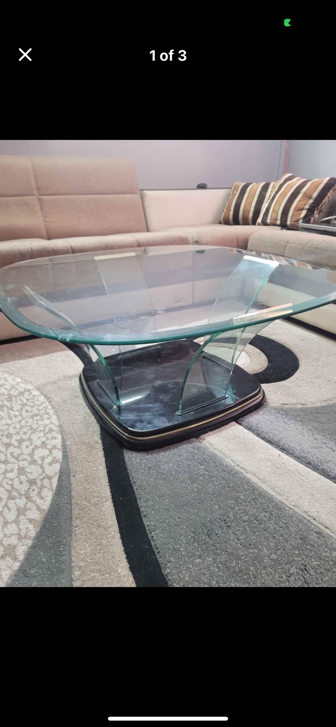 Glass Coffee Table with Black Base
