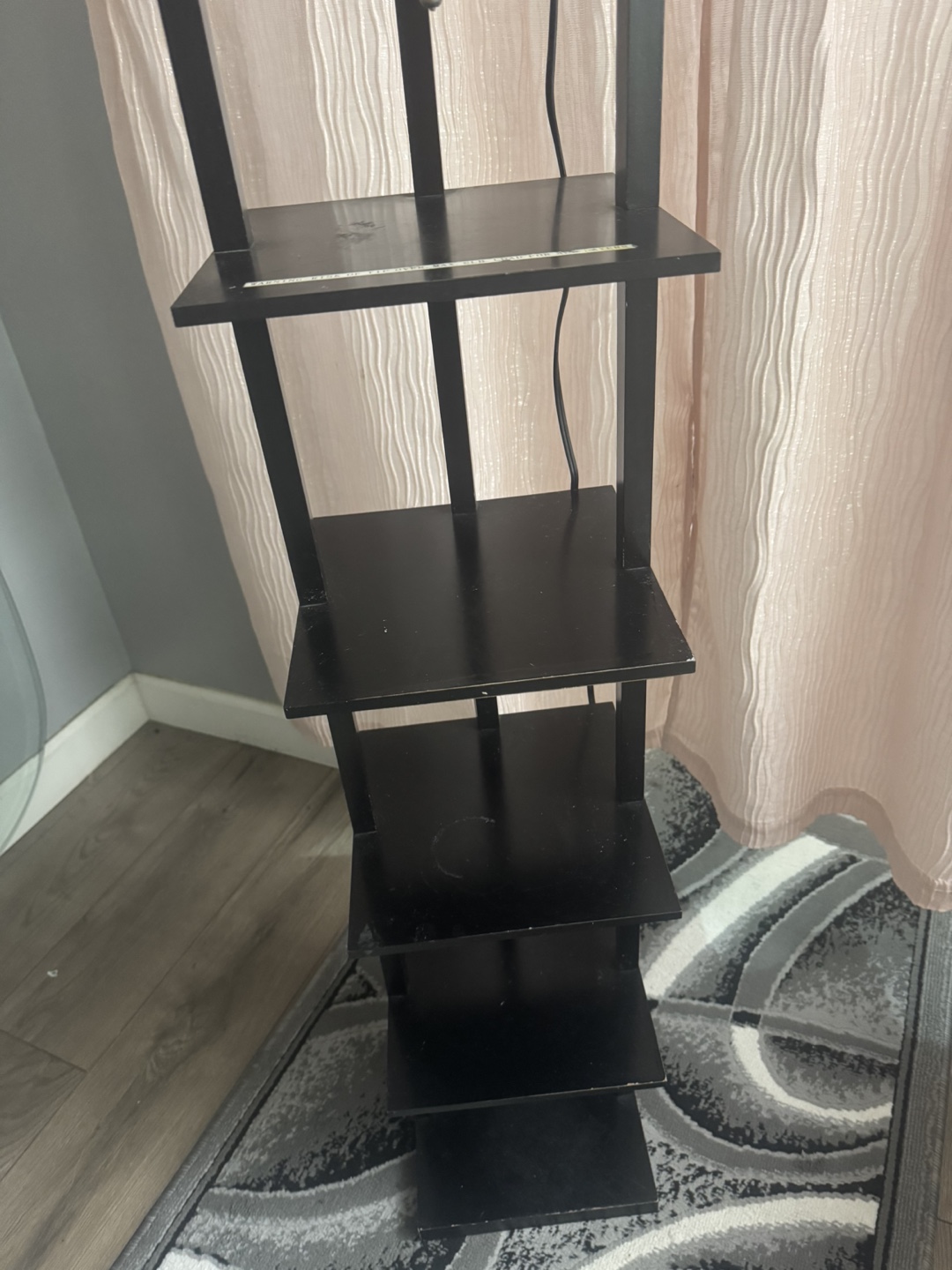 Black Floor Lamp with Shelves