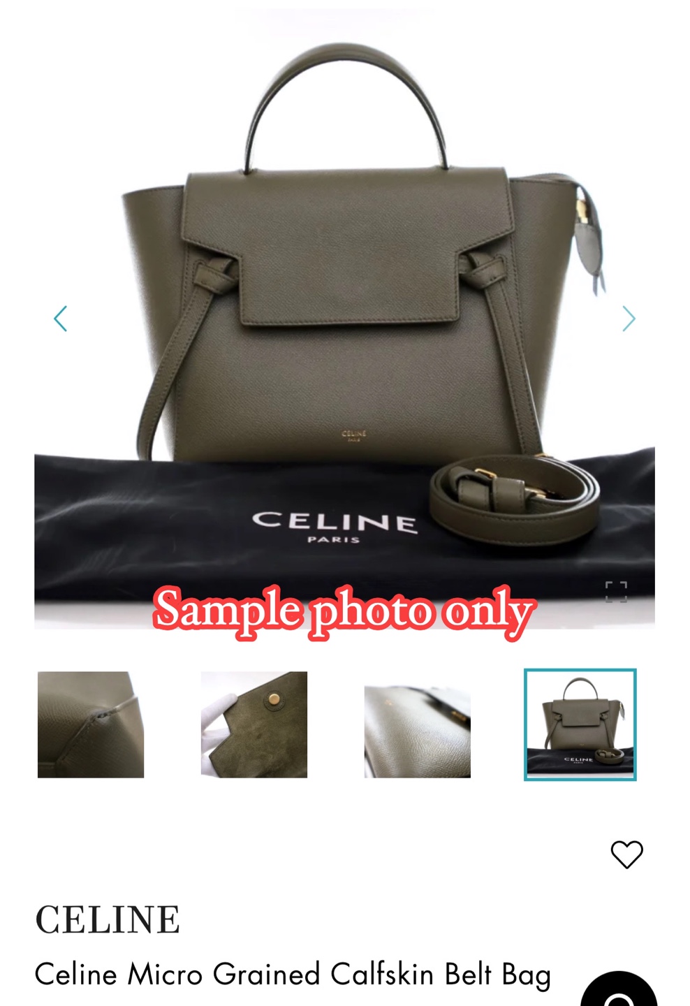 Celine Belt Bag in Black Grained Calfskin Leather