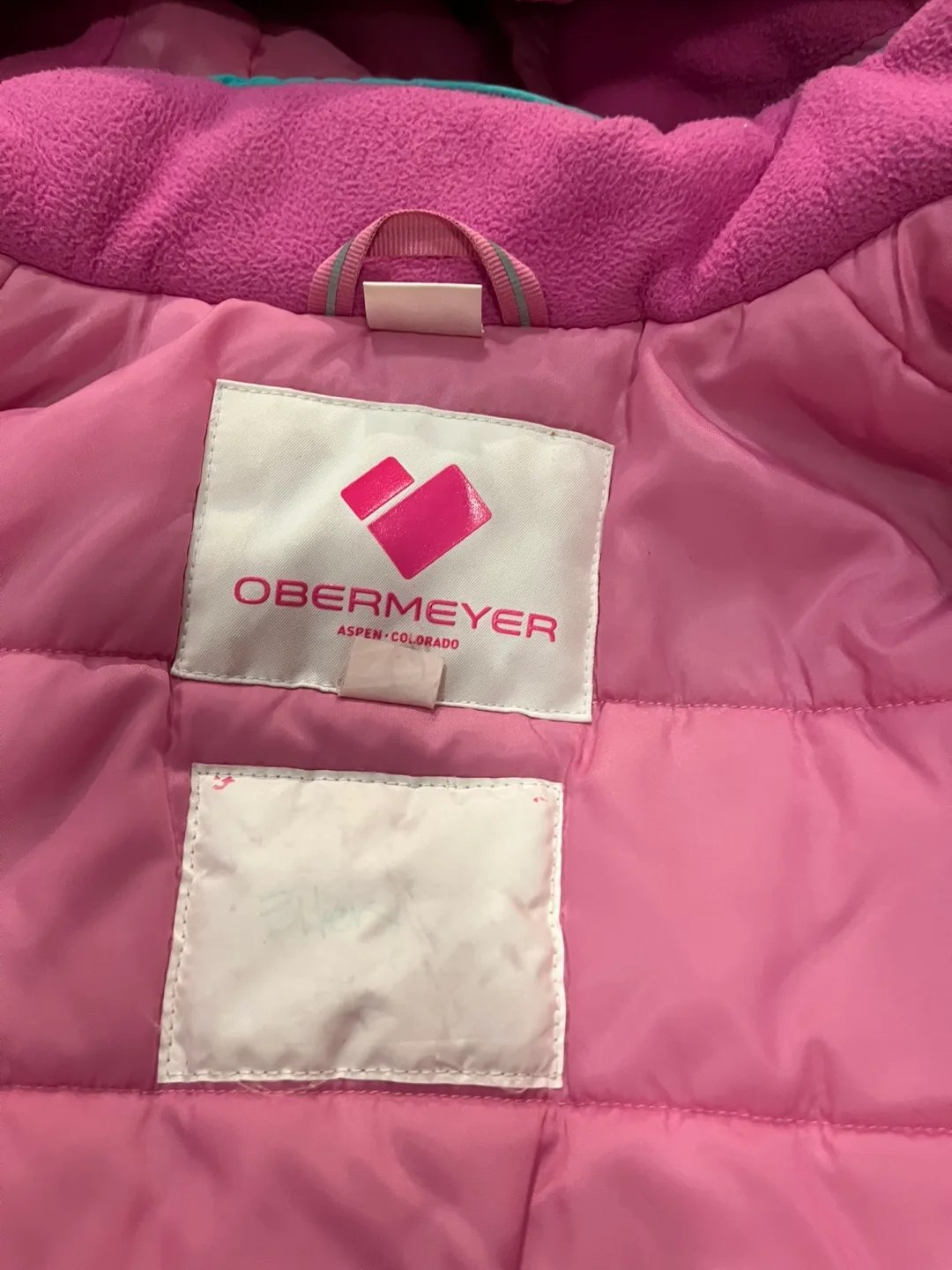Obermeyer Girls' Pink and Teal Ski Suit - Size 7 image indicator(4)