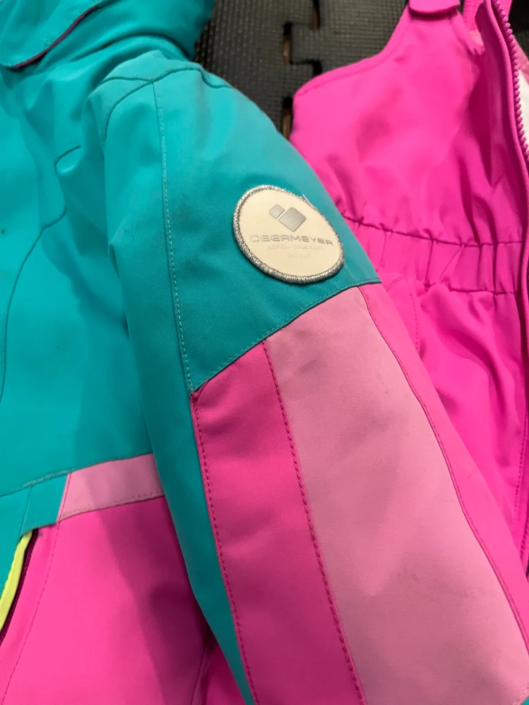 Obermeyer Girls' Pink and Teal Ski Suit - Size 7 image indicator(3)