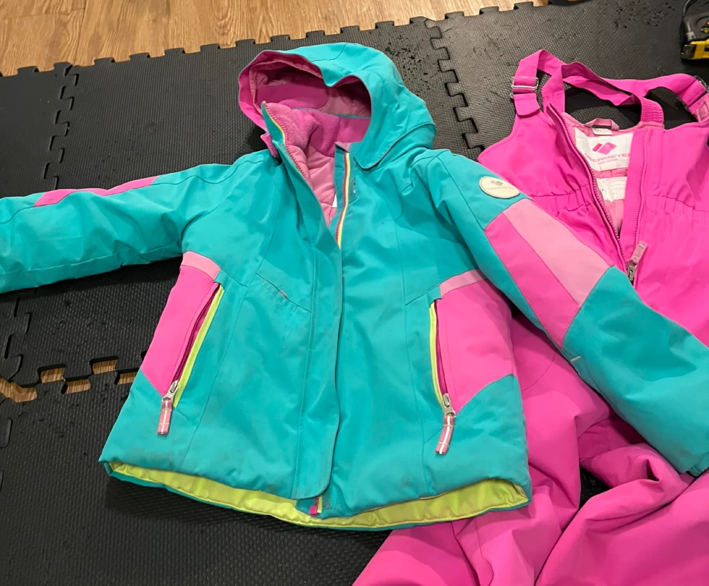 Obermeyer Girls' Pink and Teal Ski Suit - Size 7 image indicator(2)
