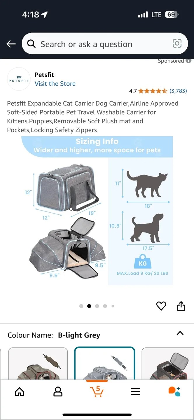 Soft cat/small dog carrier image indicator(2)