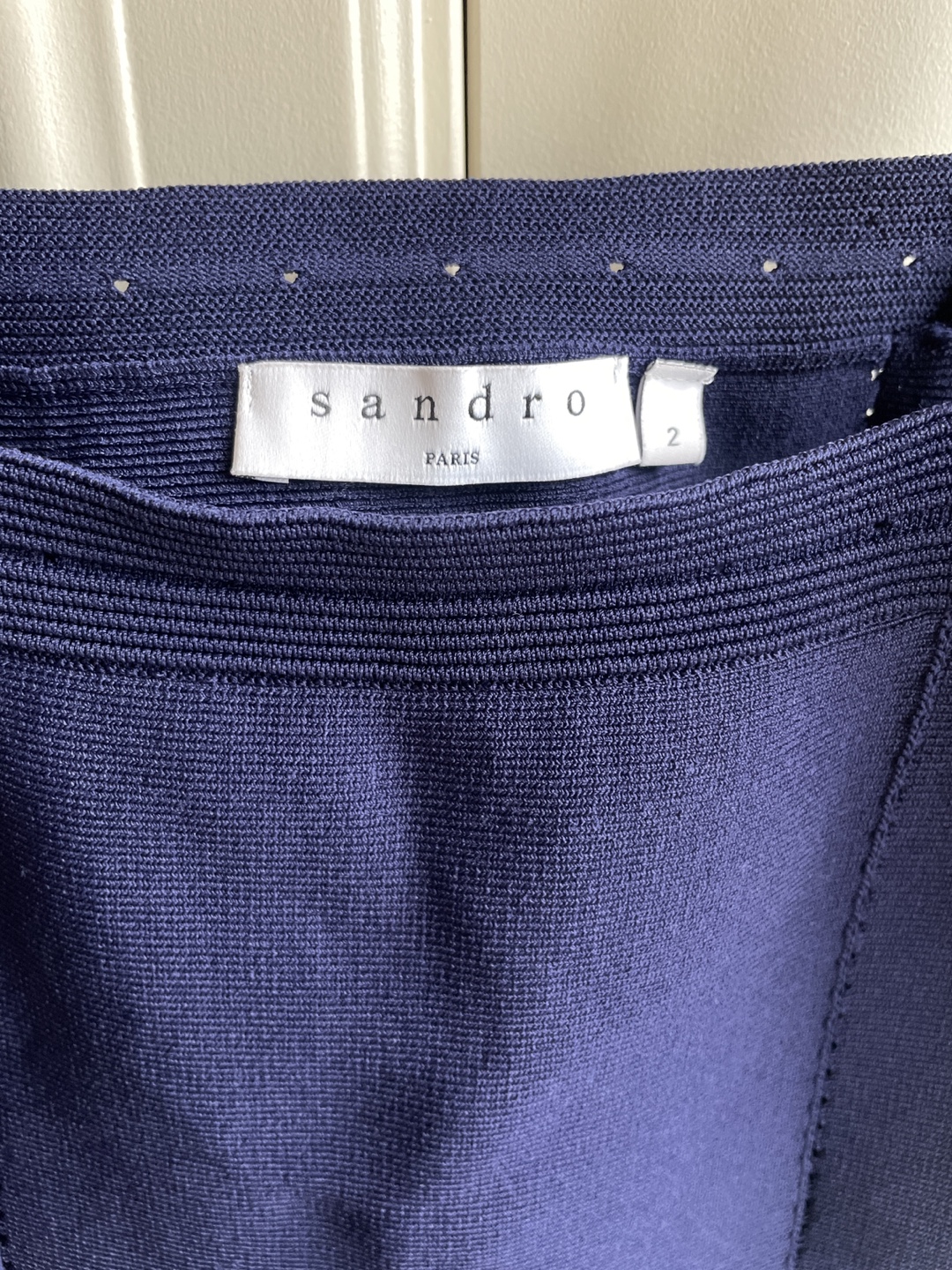 Sandro Paris Navy Blue Scalloped Knit Crop Top - photo 3