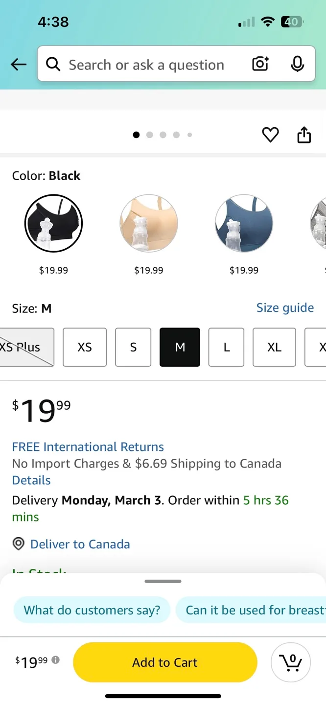 Momcozy Nursing Bra - Black - Size M image indicator(3)