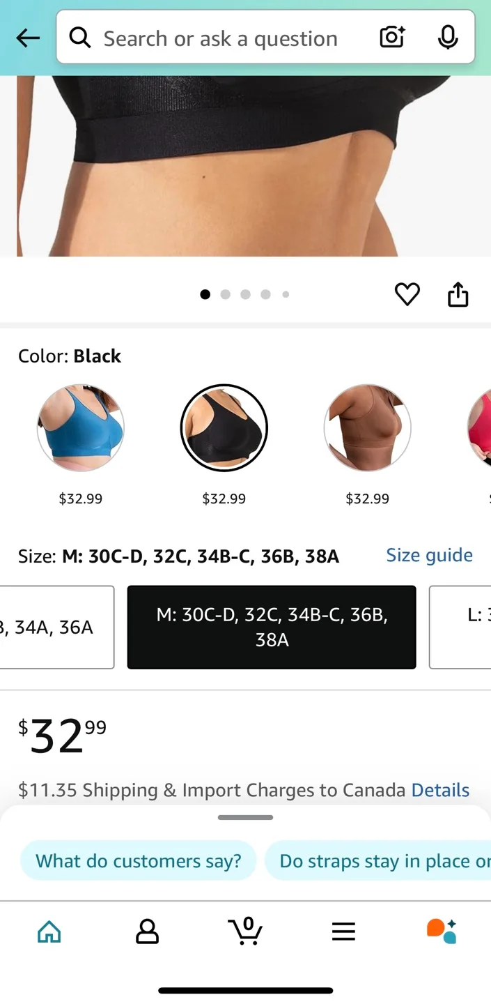 TrueKind Medium Black Sports Bra image indicator(4)