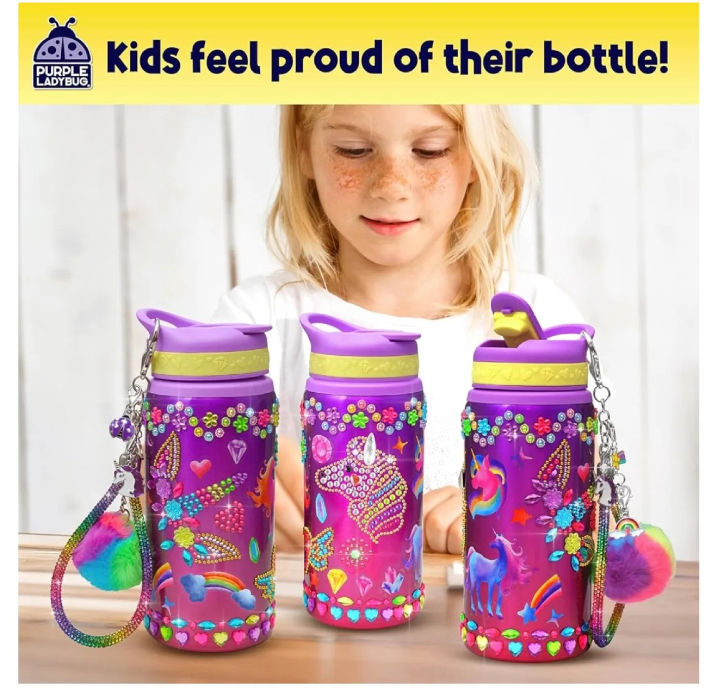 Purple Ladybug Decorate Your Own Water Bottle Unicorn Kit image indicator(4)