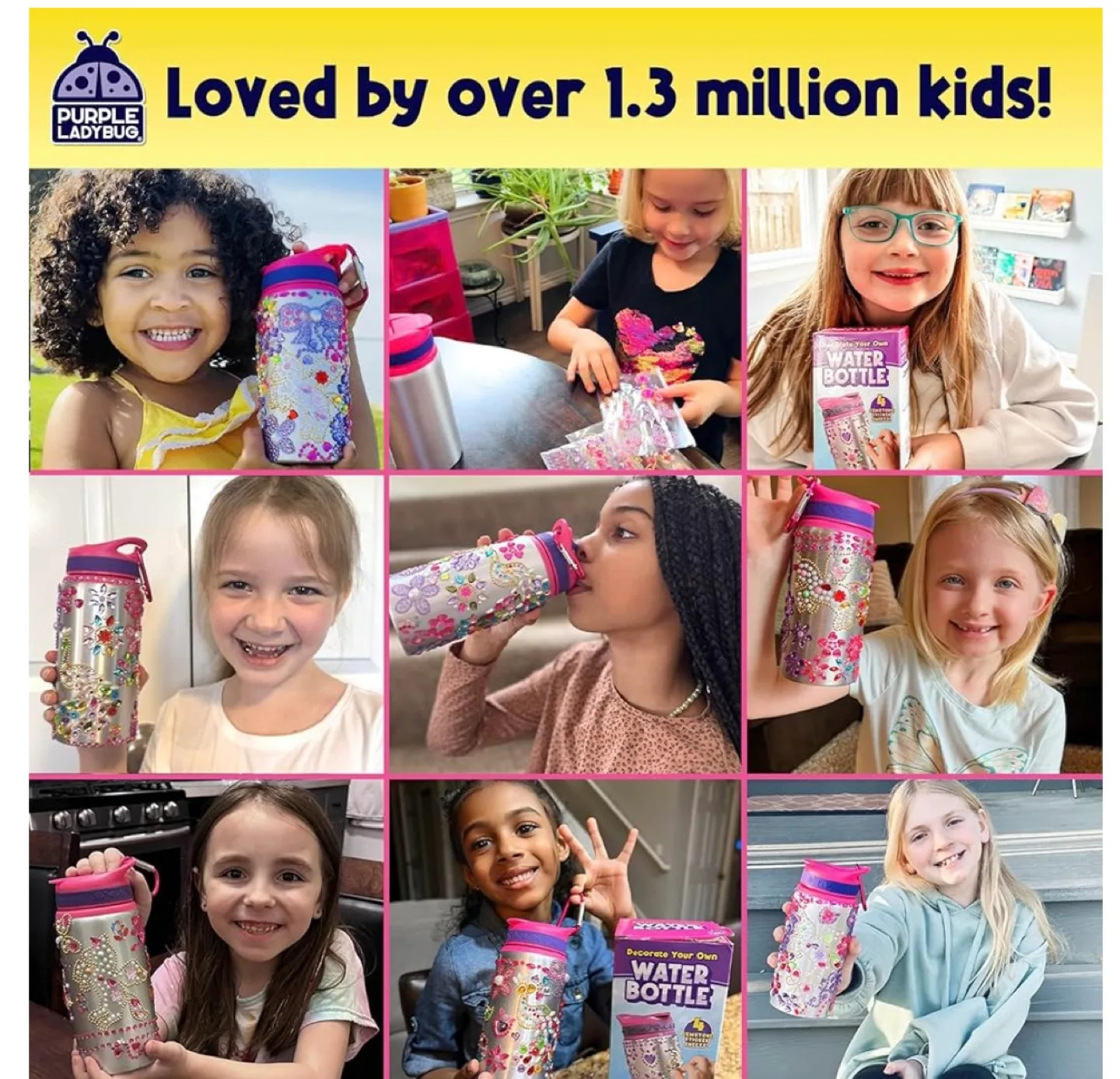 Purple Ladybug Decorate Your Own Water Bottle Unicorn Kit image indicator(5)