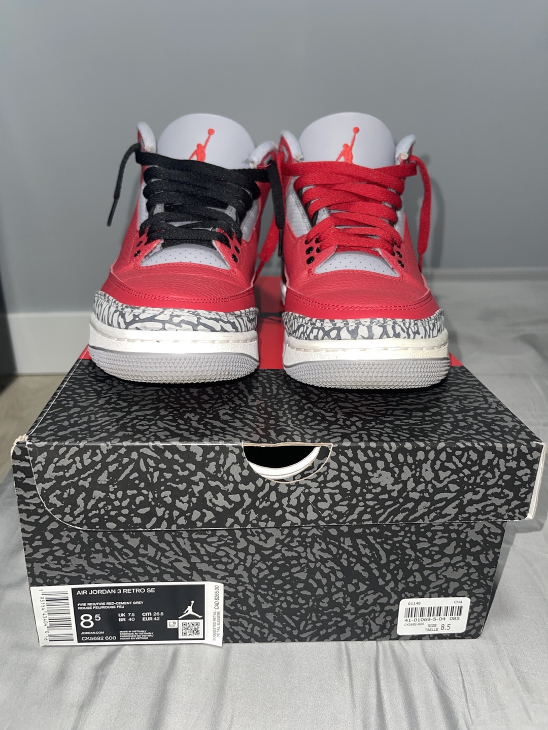 Air Jordan 3 Retro SE fire red cement grey Men's Shoes Size 8.5