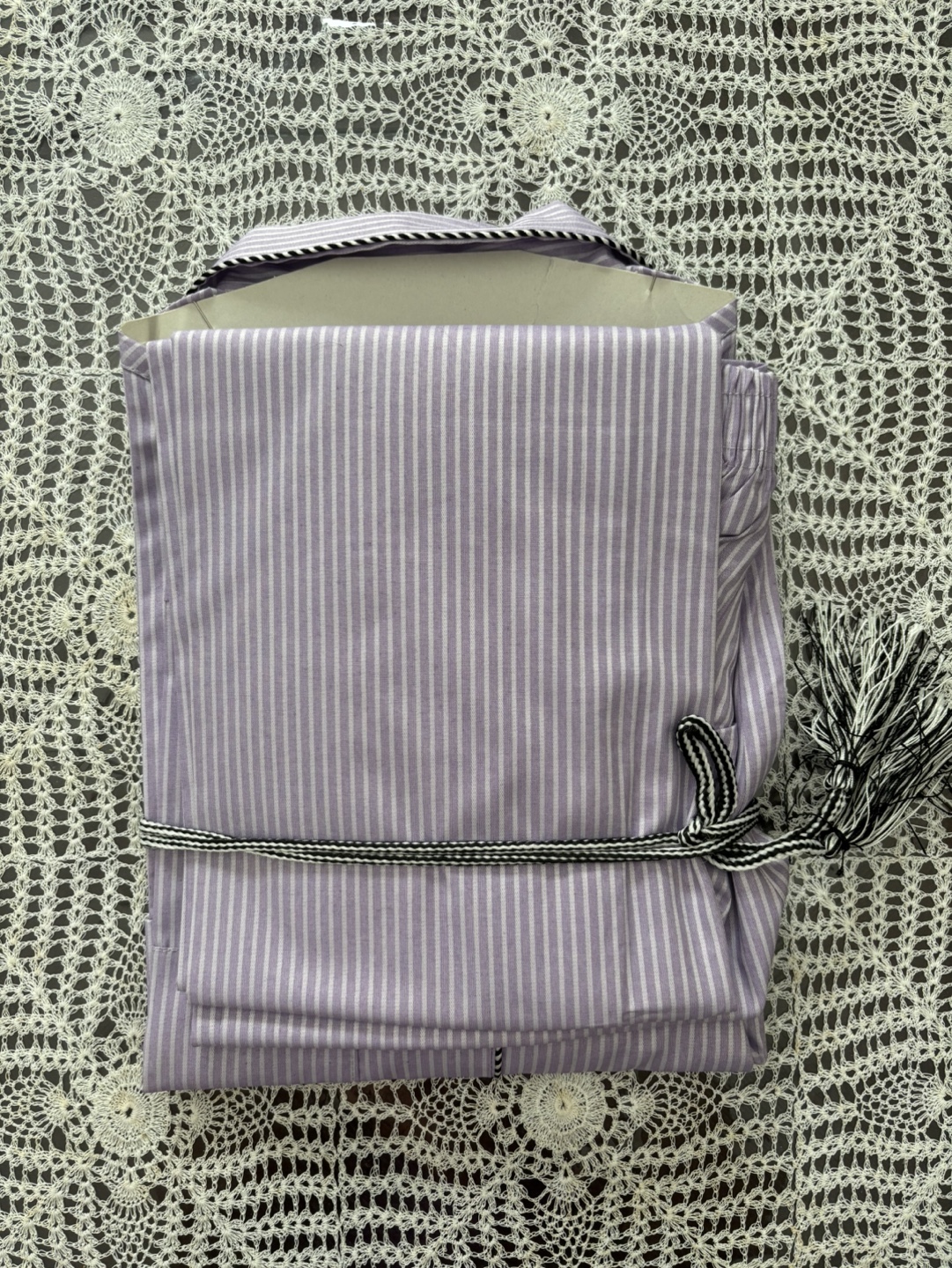 Men's Lavender Striped Pajamas - Size Large - photo 2