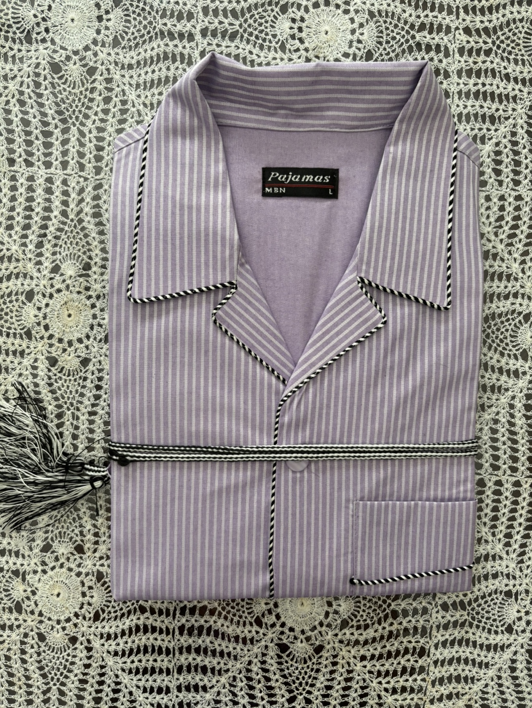 Men's Lavender Striped Pajamas - Size Large
