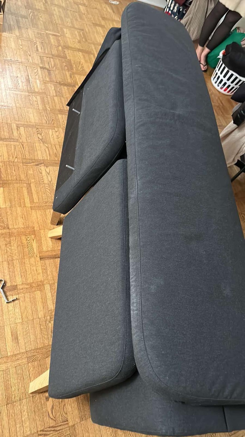 Dark Grey Fabric Sofa with Wooden Legs - photo 4