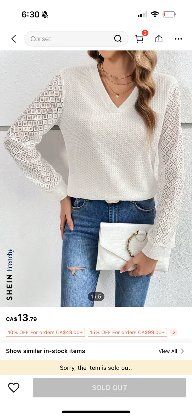 NEW white crocheted long-sleeved shirt thumbnail
