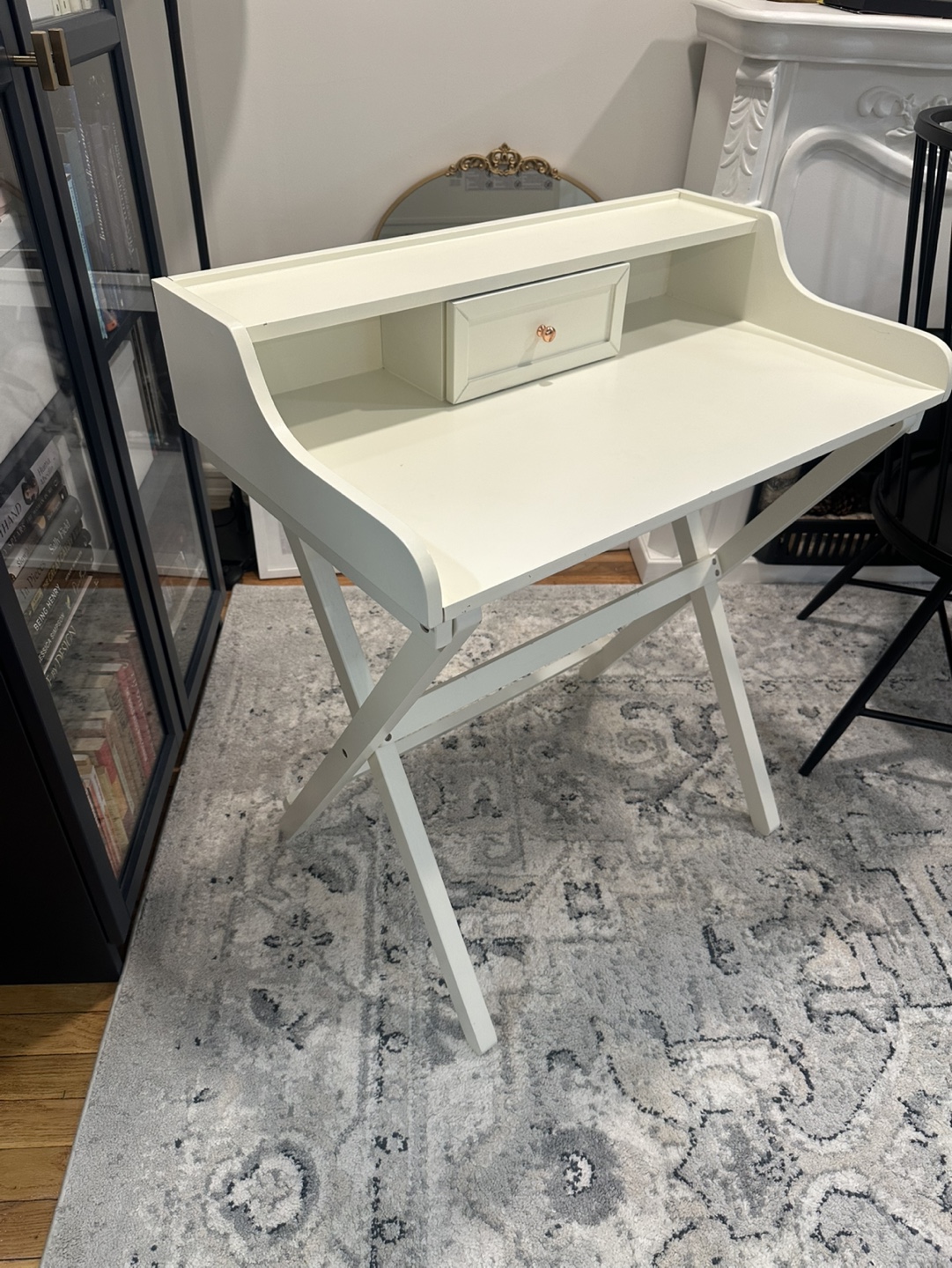 White Foldable Desk with Drawer - photo 2