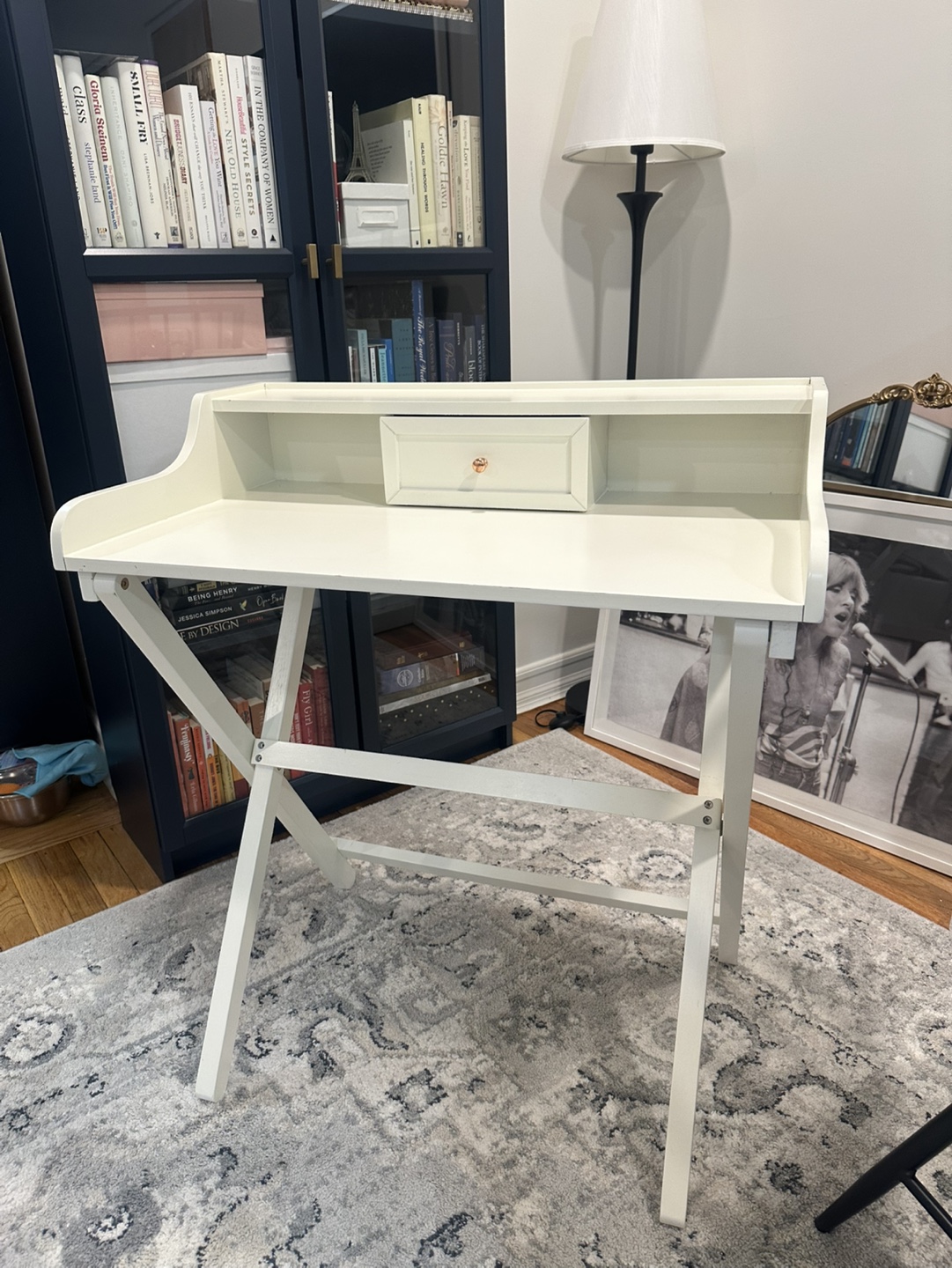 White Foldable Desk with Drawer