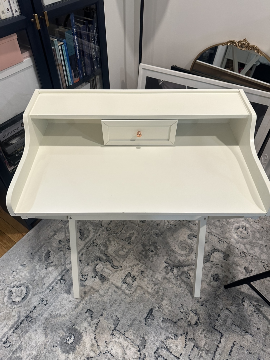 White Foldable Desk with Drawer - photo 3