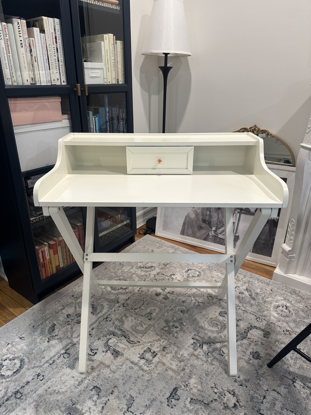 White Foldable Desk with Drawer - photo 4