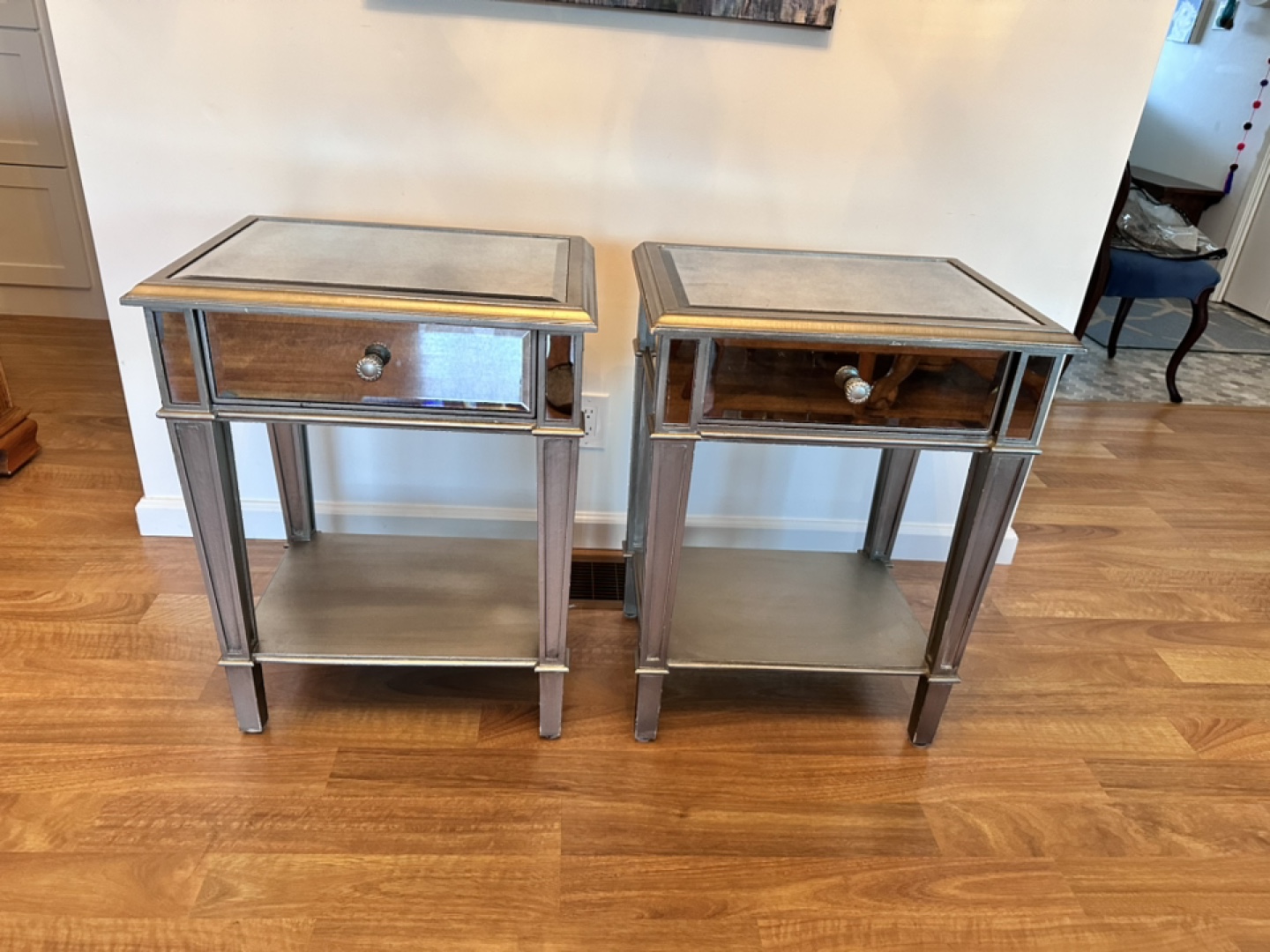 Pair of Mirrored Nightstands