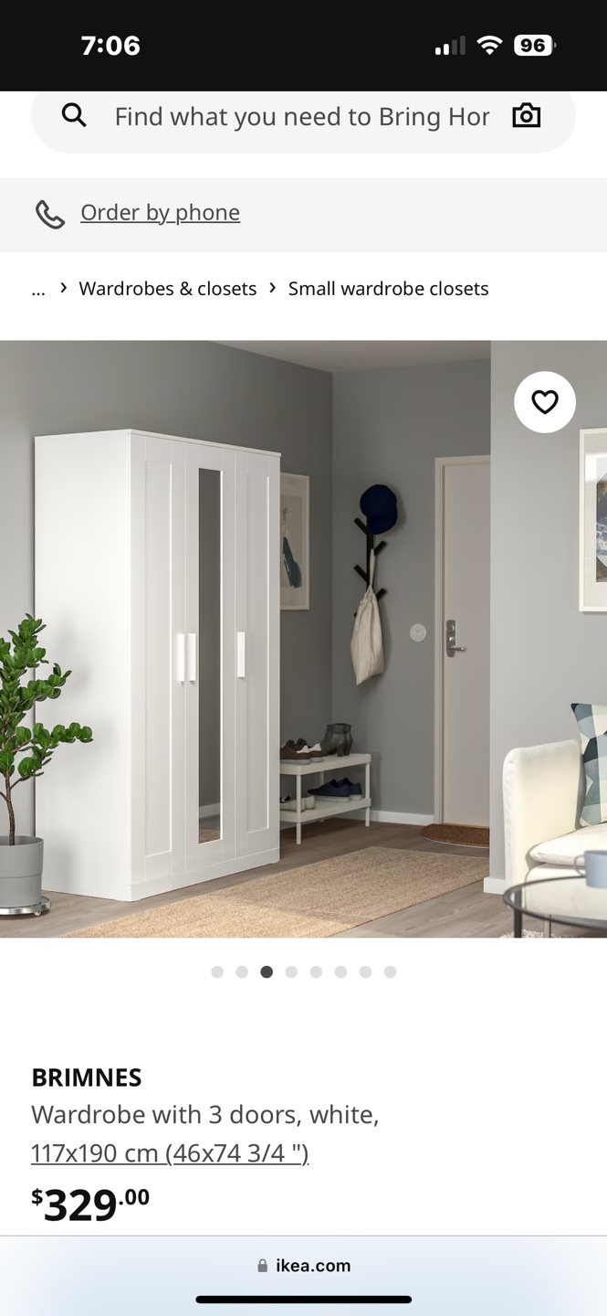 IKEA BRIMNES Wardrobe - White - 3 Doors - photo 3