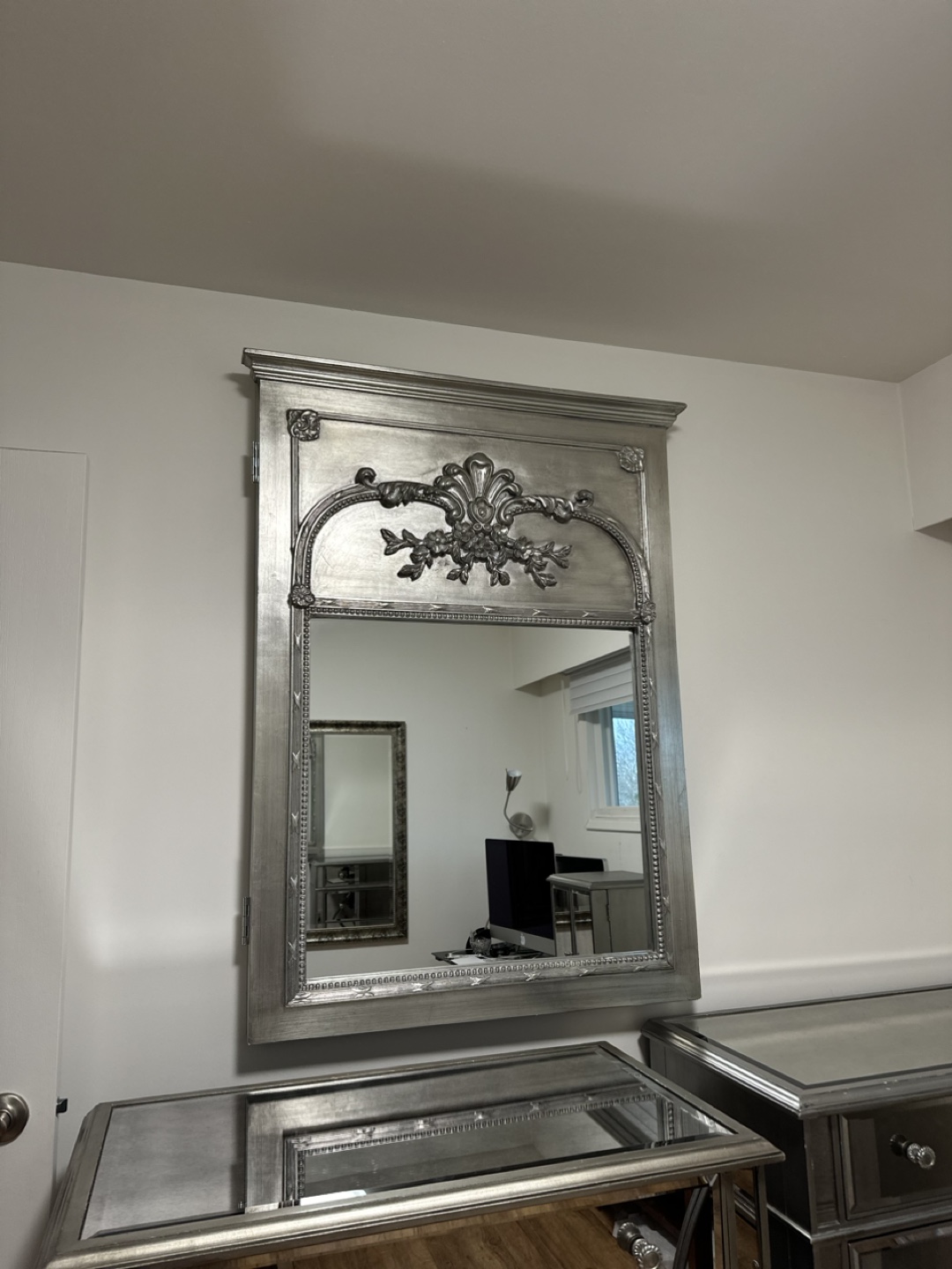 Silver Ornate Mirror with Hidden Compartment - photo 3