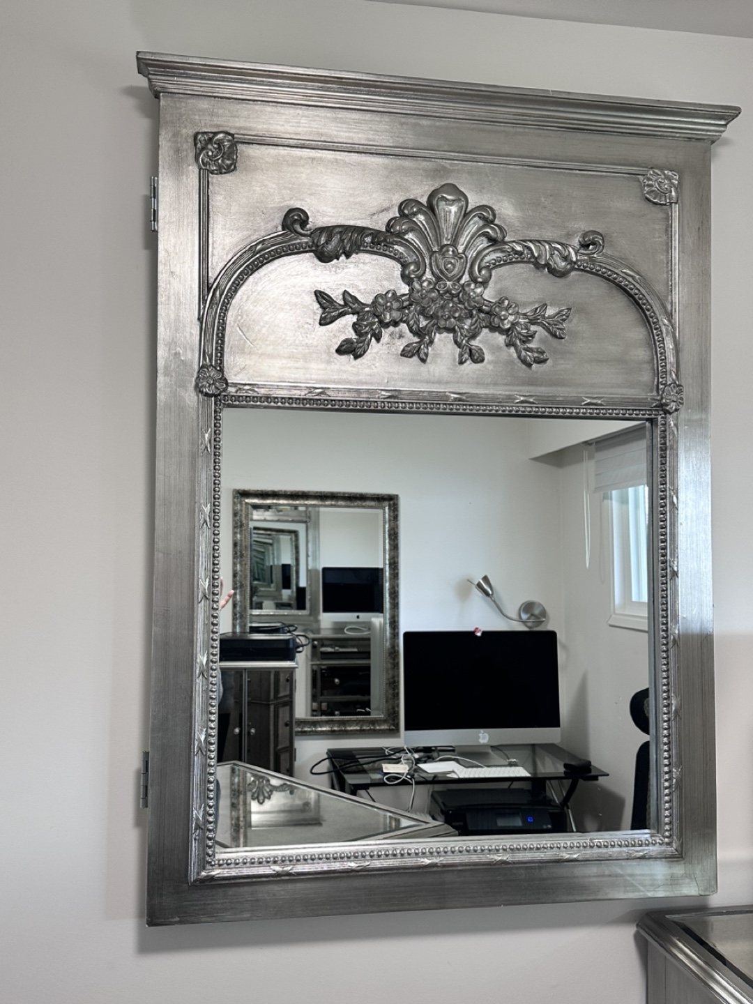 Silver Ornate Mirror with Hidden Compartment - photo 2