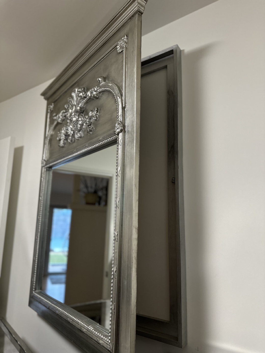 Silver Ornate Mirror with Hidden Compartment - photo 4