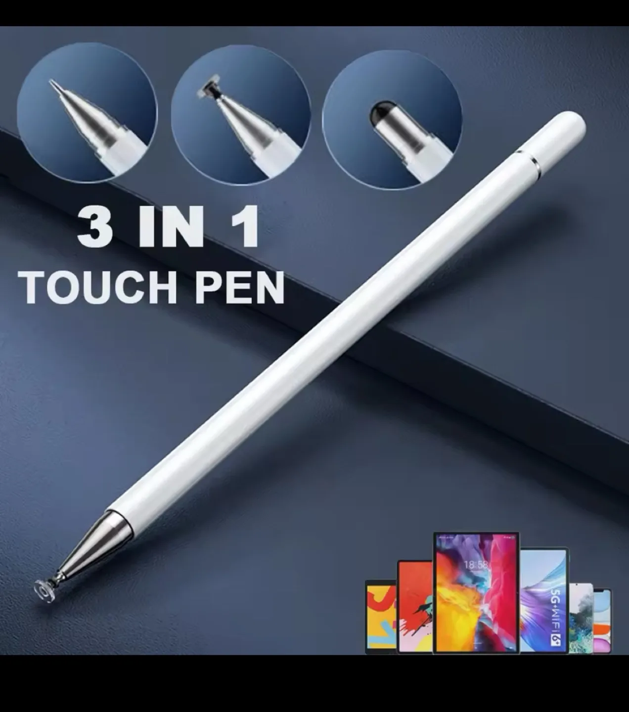 3-in-1 Stylus Touch Pen - White image indicator(3)